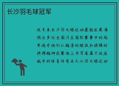 长沙羽毛球冠军